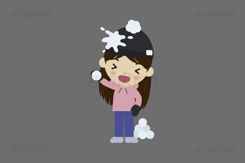 雪合戦,雪,冬,雪玉,寒い,遊び,冬服,防寒,手袋,ニット帽,マフラー,行事,女性,若者,人物,キャラクター,イラスト,かわいい,カワイイ,可愛い,挿絵,挿し絵,character,japan,snow,winter,illustration