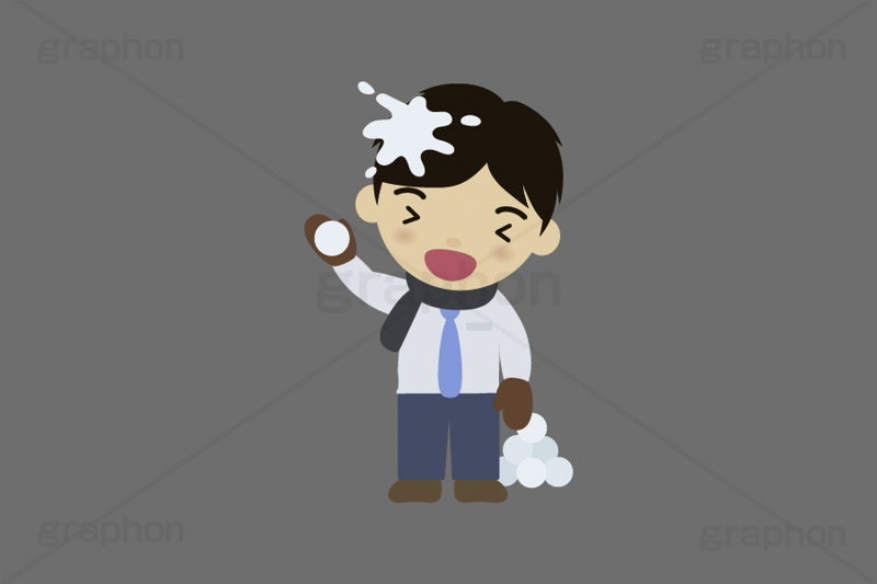 雪合戦,雪,冬,雪玉,寒い,遊び,冬服,防寒,手袋,マフラー,行事,若者,男性,サラリーマン,人物,キャラクター,イラスト,かわいい,カワイイ,可愛い,挿絵,挿し絵,character,japan,snow,winter,illustration