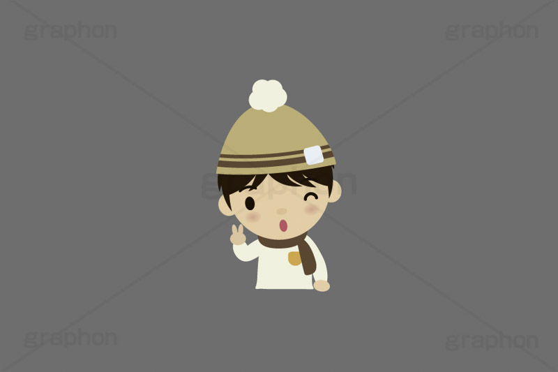 冬服,寒い,手袋,ニット帽,マフラー,こども,子供,男の子,キッズ,ボーイ,ピース,人物,キャラクター,イラスト,イラストセット,かわいい,カワイイ,可愛い,挿絵,挿し絵,character,japan,kids,boy,winter,illustration