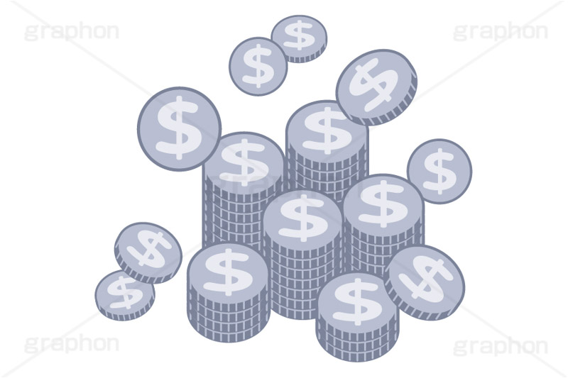 ＄,$,ドル,$マーク,コイン,マネー,金,お金,経済,景気,投資,貯金,貯蓄,課金,支払,為替,株,ゲーム,たくさん,積む,銀,シルバー,イラスト,挿絵,挿し絵,coin,money,illustration,game,silver