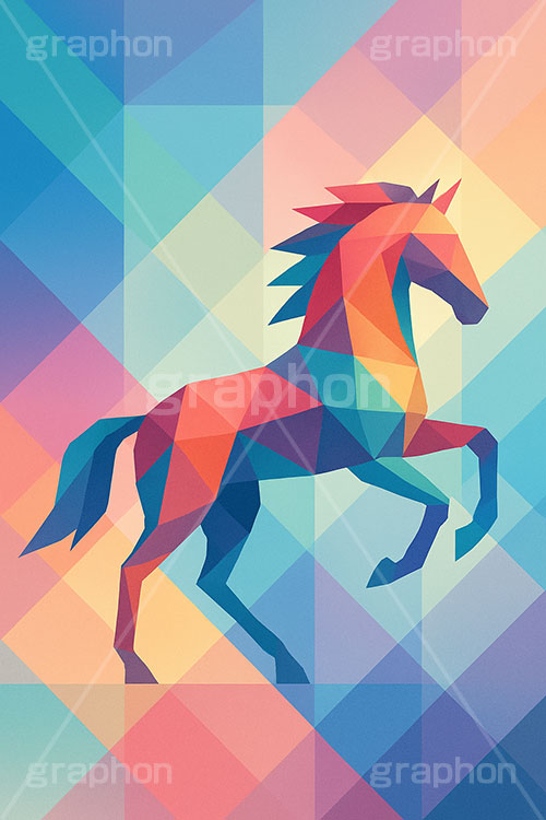 幾何学模様の馬イラスト,幾何学模様,アート,馬イラスト,午,馬,うま,ウマ,午年,干支,正月,お正月,年賀状,2026午年,午年年賀状,新年,ニューイヤー,アニバーサリー,イラスト,illustration,japan,horse,art
