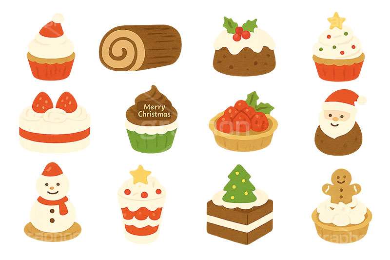 クリスマス・スイーツ,スイーツ,デザート,ケーキ,カップケーキ,ブッシュドノエル,ジンジャブレッドクッキー,ジンジャークッキー,ジンジャーマンクッキー,甘味,お菓子,菓子,雪だるま,スノーマン,ヒイラギ,ひいらぎ,柊,サンタ,サンタクロース,クリスマス,イベント,冬,アイコン,マーク,icon,mark,christmas,winter,event,sweets,dessert,cake,santa,snowman