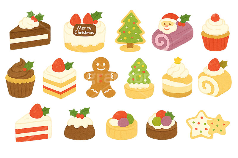 クリスマス・スイーツ,スイーツ,デザート,ケーキ,カップケーキ,ブッシュドノエル,ジンジャブレッドクッキー,ジンジャークッキー,ジンジャーマンクッキー,甘味,お菓子,菓子,ヒイラギ,ひいらぎ,柊,サンタ,サンタクロース,クリスマス,イベント,冬,アイコン,マーク,icon,mark,christmas,winter,event,sweets,dessert,cake,santa