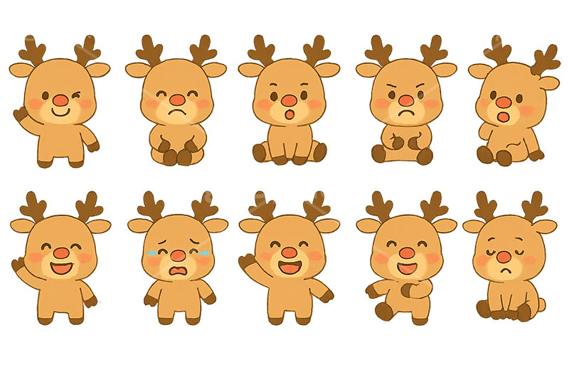 トナカイのイラスト,トナカイ,馴鹿,となかい,ルドルフ,クリスマス,イベント,冬,アイコン,マーク,表情,ポーズ,かわいい,可愛い,カワイイ,キャラクター,セット,セットイラスト,character,icon,mark,christmas,winter,event,set,rudolf,reindeer