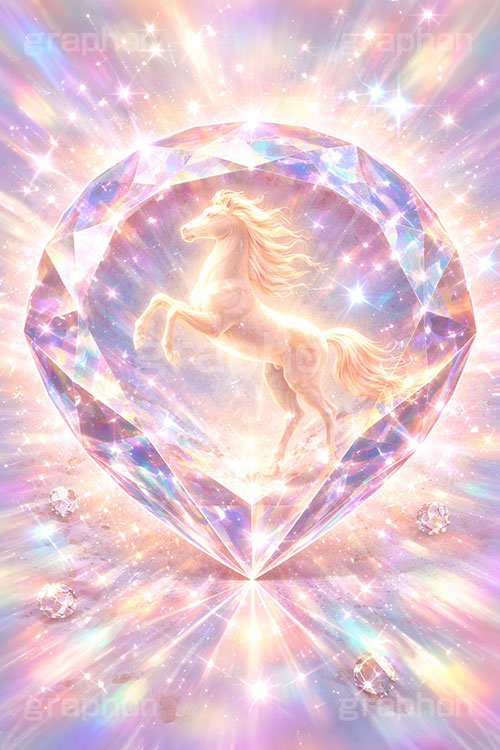 Jewel Horse,ジュエル,宝石,ダイヤ,クリスタカット,宝物,宝,馬イラスト,午,馬,うま,ウマ,キラキラ,輝く,輝,午年,干支,正月,お正月,年賀状,2026午年,午年年賀状,新年,ニューイヤー,アニバーサリー,イラスト,illustration,japan,horse,jewel,crystal
