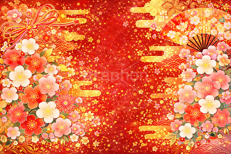 和柄背景,年賀,年賀状,お正月,正月,和柄,花柄,和,和風,雲,派手,豪華,ひな祭り,雛祭り,ひなまつり,おめでたい,event,japan