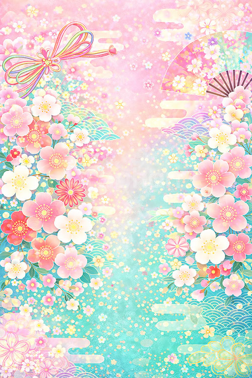 和柄背景,年賀,年賀状,お正月,正月,和柄,花柄,和,和風,雲,派手,豪華,ひな祭り,雛祭り,ひなまつり,おめでたい,event,japan