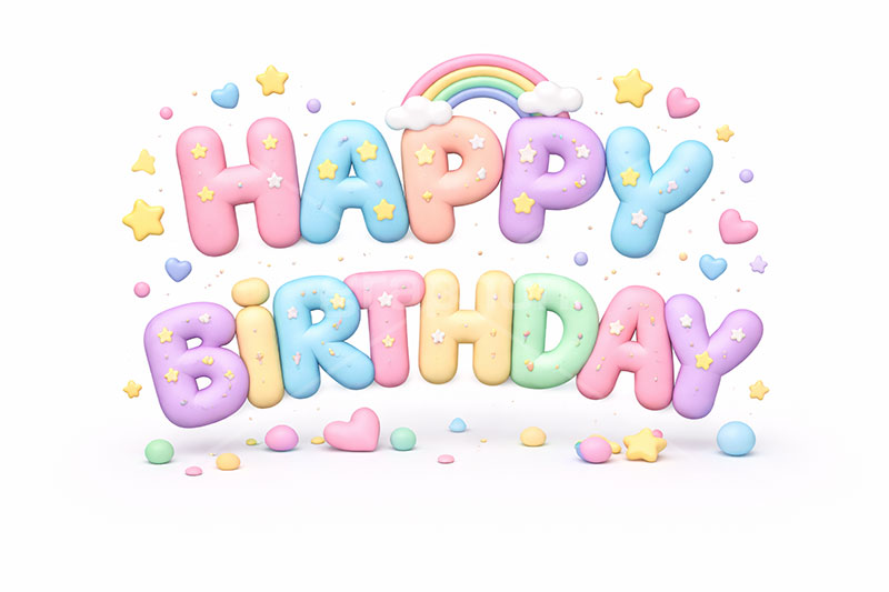 HappyBirthday,ハッピーバースデー,クレイ,クレイアート,ねんど,粘土,虹,星,誕生日,お祝い,アニバーサリー,イベント,行事,レインボー,ポップ,かわいい,カワイイ,可愛い,メッセージ,テキスト,message,text,POP,event,anniversary,clay,rainbow