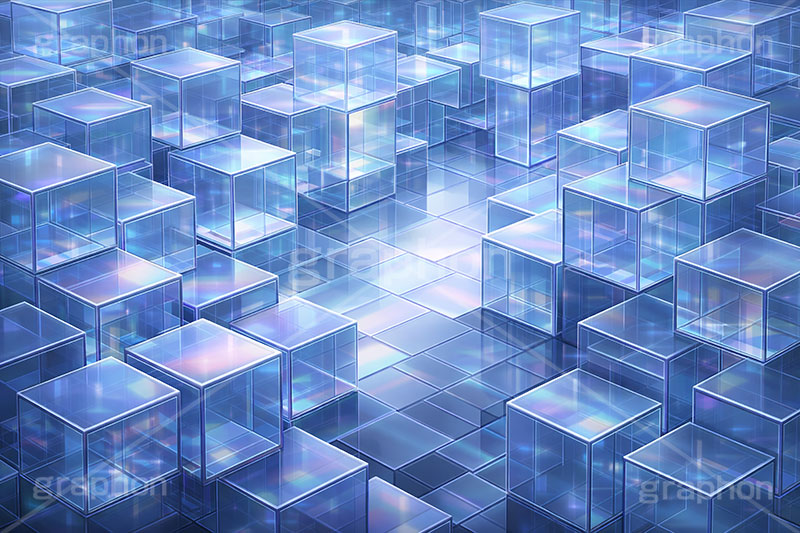 キューブワールド,キューブ,ワールド,アクリル,透明,透け,立体,立方体,箱,未来,近未来,デジタル,不思議,cube,box,digital,future,AI生成素材