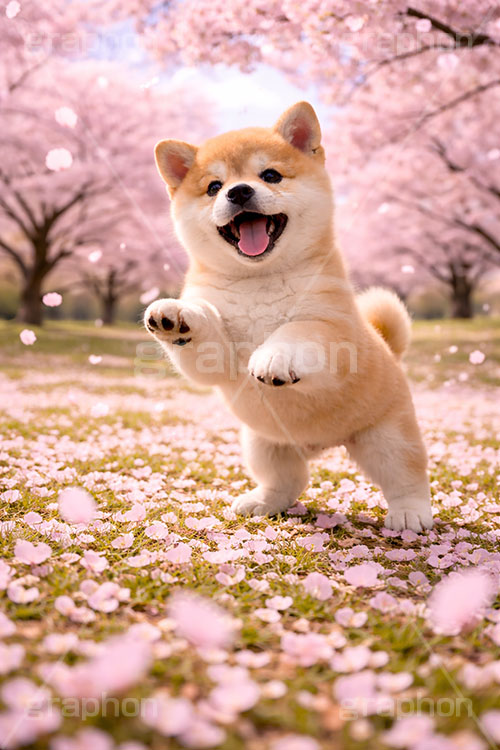 春の散歩,桜のじゅうたん,桜,さくら,サクラ,春,花見,花弁,花びら,散る,桜の花びら,花吹雪,公園,散歩,豆柴の子犬,公園,いぬ,イヌ,犬,子犬,ドッグ,豆柴,かわいい,カワイイ,可愛い,キュート,ペット,動物,cute,pet,dog,spring,AI生成素材