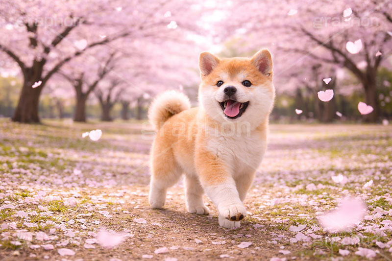 春の散歩,桜のじゅうたん,桜,さくら,サクラ,春,花見,花弁,花びら,散る,桜の花びら,花吹雪,公園,散歩,豆柴の子犬,公園,いぬ,イヌ,犬,子犬,ドッグ,豆柴,かわいい,カワイイ,可愛い,キュート,ペット,動物,cute,pet,dog,spring,AI生成素材
