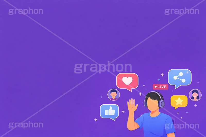 ライブ配信,いいね,共有,シェア,お気に入り,グッド,配信,ライバー,インフルエンサー,VTuber,配信,ライブ,ゲーム実況,コメント欄,コメント,チャット,ヘッドホン,ヘッドフォン,放送,映像,動画,実況,配信素材,人物,女性,イラスト,illustration,SNS,PC,live,streamer,good,share,AI生成素材