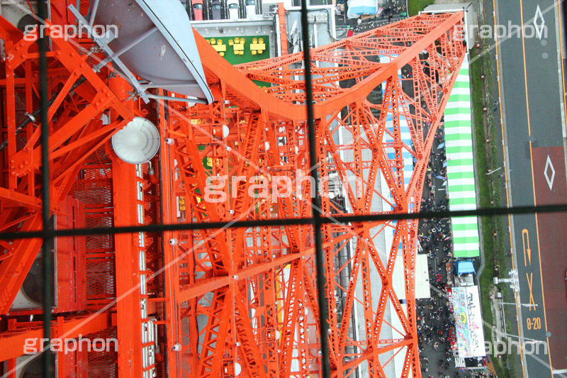 東京タワー下,東京タワー,Tokyo Tower,港区,高所,高所恐怖症,眺め,怖い,高い,見下ろす,展望台,展望,ガラス張り,ガラス床,鉄骨