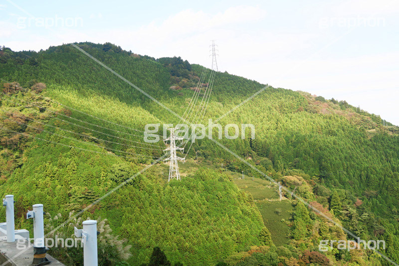 高電圧線,塔,タワー,電線,山,やま,自然,空,景色,山頂,雲,地形,木々,草木,絶景,眺め,標高,ライフライン,電気,電力