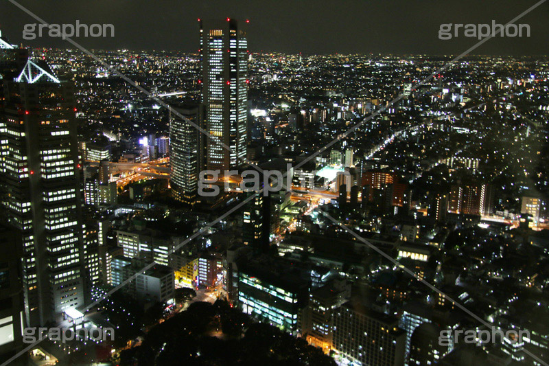 新宿の夜景,新宿,夜景,景色,展望,展望台,都庁,東京,夜,ビル,ビル群,残業,高層ビル,オフィスビル,ビジネス街,第二庁舎,電力,電気,繫華街,夜の街,夜の町,shinjuku,building,office