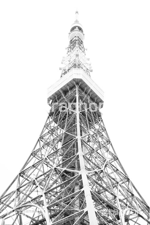 東京タワー,モノクロ,白黒,しろくろ,モノクローム,単色画,単彩画,単色