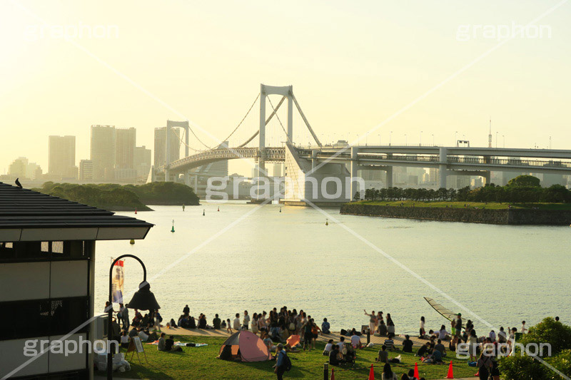 夕暮れお台場,夕暮れ,夕方,夕焼け,レインボーブリッジ,橋,ブリッジ,吊り橋,東京港連絡橋,お台場,台場,DAIBA,東京都港区台場,東京臨海副都心,御台場,東京湾,オリンピック,olympic
