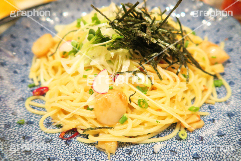帆立のペペロンチーノ,パスタ,ペペロンチーノ,ペペロンチーニ,ガーリック,にんにく,ニンニク,洋食,麺料理,麺類,釜揚げ