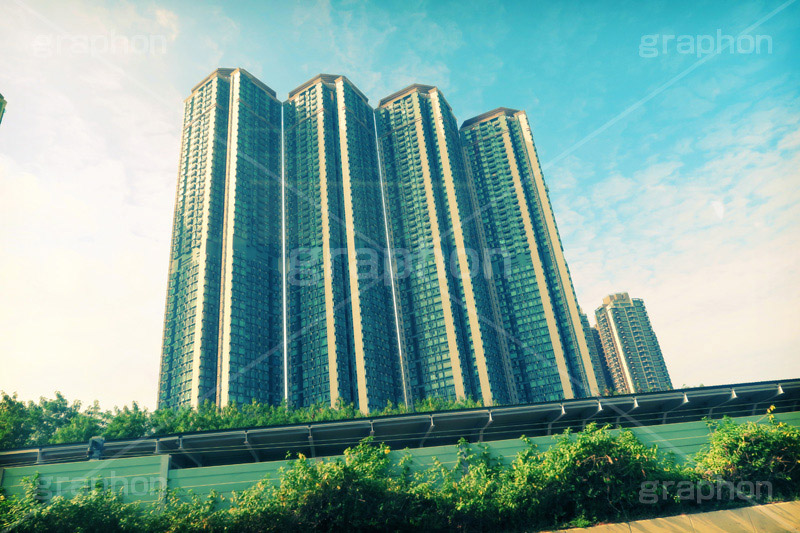 香港高層ビル(ヴィンテージ),トイカメラ撮影,トイカメラ,ヴィンテージ,ビンテージ,レトロ,お洒落,おしゃれ,オシャレ,味わい,トンネル効果