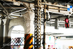 スチームパンクっぽいガード下,スチームパンク,steampunk,ガード下,高架,高架下,駅,電車,電車/鉄道,信号,信号機,ティルトシフト,撮影,のような,模型風,ミニチュア風,ジオラマ風,チルトシフト,train