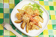 ガーリックシュリンプ,ガーリック,シュリンプ,ニンニク,にんにく,えび,海老,エビ,ポテト,フライ,potato,shrimp,garlic,lemon,レモン,臭い,口臭,おかず,惣菜,洋食,グルメ,お惣菜