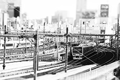 日暮里駅(モノクロ),モノクロ,白黒,しろくろ,モノクローム,単色画,単彩画,単色