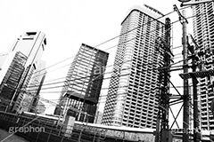 新橋ビル群(モノクロ),モノクロ,白黒,しろくろ,モノクローム,単色画,単彩画,単色