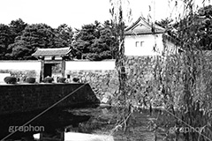 皇居のお堀(モノクロ),モノクロ,白黒,しろくろ,モノクローム,単色画,単彩画,単色