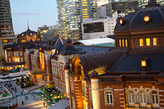 東京駅丸の内駅舎の夜景,東京,東京駅,内駅舎,赤レンガ,丸の内,重要文化財,豪壮華麗,洋式建築,中央駅,国指定重要文化財,Tokyo Station City,夜,ライトアップ,レトロ,レンガ造り,復元,tokyo,夜景,旅行,旅,travel
