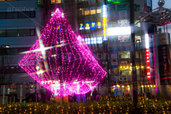 高円寺イルミネーション,イルミネーション,イルミ,illumination,pink,電飾,電球,発光ダイオード,LED,冬,キラキラ,綺麗,きれい,キレイ,煌,輝,都内,クリスマス,高円寺,杉並区,駅前,南口広場,広場,ピンク