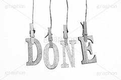 DONE(モノクロ),モノクロ,白黒,しろくろ,モノクローム,単色画,単彩画,単色,文字,ワード,word,keyword,タイトル,title,メッセージ,message,終わり,完了