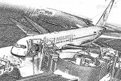 空港(スケッチ風),スケッチ風,スケッチ,クロッキー,手描き,ラフ,鉛筆,描写,デッサン,絵,絵コンテ,写生,粗描,素描,アート,art,sketch,飛行機,旅行,旅,travel