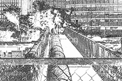 市ヶ谷橋(スケッチ風),スケッチ風,スケッチ,クロッキー,手描き,ラフ,鉛筆,描写,デッサン,絵,絵コンテ,写生,粗描,素描,アート,art,sketch,橋