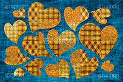 ハートのパッチワーク,ハート,パッチワーク,縫い,布,クロス,heart,cloth,patchwork,country,check,texture,denim,デニム,テクスチャ,テクスチャー,模様,花柄,小花柄,格子,チェック,柄,カントリー,手芸,あてこ,切り,継ぎ接ぎ,つぎはぎ