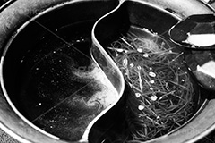 しゃぶしゃぶ(モノクロ),モノクロ,白黒,しろくろ,モノクローム,単色画,単彩画,単色