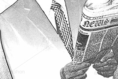 NEWS(スケッチ風),スケッチ風,スケッチ,クロッキー,手描き,ラフ,鉛筆,描写,デッサン,絵,絵コンテ,写生,粗描,素描,アート,art,sketch,サラリーマン