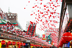 仲見世,仲見世通り,浅草,雷門,宝蔵門,浅草寺,あさくさ,みやげ物,みやげ,お土産,商店,寺院建築風,台東区,正月,お正月,三が日,浅草 名所,浅草 観光,asakusa,japan