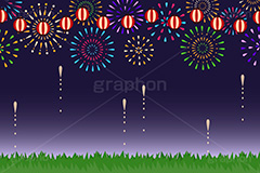 夏祭り,花火,打上げ,打ち上げ,祭り,花火大会,夜,夏,風物詩,季語,サマー,和,和風,ちょうちん,提灯,ぼんぼり,フレーム,frame,summer,fireworks,japan