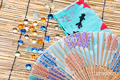 扇子と手ぬぐい,扇子,手ぬぐい,夏祭り,盆踊り,祭,浴衣,夏休み,風物詩,祭り,まつり,清凉,あおぐ,すだれ,ビー玉,japan,サマー,summer,あじさい,金魚,清涼