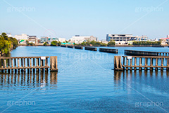 新木場千石橋からの眺め,新木場,千石橋,海,東京湾,貯木場,埋立地,工場,倉庫,貸倉庫,物流,江東区
