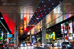 ROPPONGI,夜の六本木交差点,六本木,roppongi,night,夜,夜景,高架,高架下,ガード下,交差点,港区,繫華街,夜の街,夜の町,車,渋滞