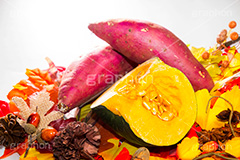 秋の味覚ツートップ,ツートップ,秋の味覚,さつまいも,さつま芋,サツマイモ,芋,いも,イモ,秋,autumn,sweet potato,野菜,食材,焼き芋,焼いも,炭水化物,皮,落ち葉,かぼちゃ,カボチャ,南瓜,パンプキン,pumpkin,halloween,ハロウィン
