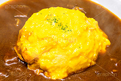 オムカレー,オムライス,卵,たまご,半熟,カレー,カレーライス,カリー,辛い,スパイス,ご飯,ライス,パセリ,湯気,洋食,curry,japan,parsley