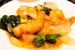 海老とブロッコリーの炒め物,中華,炒め,油,えび,海老,エビ,ブロッコリー,タマネギ,玉ねぎ,玉葱,あんかけ