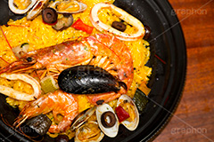 パエリア,パエヤ,パエージャ,サフラン,ライス,米,スペイン料理,魚介,シーフード,炊き込み,spain,rice,paella,seafood,ムール貝,アサリ,あさり,いか,イカ,エビ,海老,えび,オリーブ,パプリカ,洋食