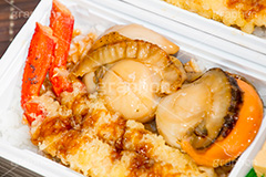 ホタテとカニのお弁当,カニ,蟹,天ぷら,弁当,お弁当,ホタテ,ほたて,貝柱,貝,seafood,シーフード,魚介