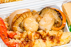 ホタテとカニのお弁当,カニ,蟹,天ぷら,弁当,お弁当,ホタテ,ほたて,貝柱,貝,seafood,シーフード,魚介,玉子焼き,卵焼き