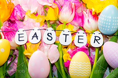 EASTER,イースター,エッグ,たまご,卵,玉子,復活祭,春,スプリング,ガーリー,ポップ,POP,パステル,easter,egg,spring,pastel,event,行事,風習,花,フラワー,文字,カラフル,チューリップ,水滴,flower,bunny,colorful,tulip,スイートピー