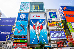 道頓堀,道頓堀川,繁華街,観光地,大阪府,大阪市,中央区,飲食店,たこ焼き,くいだおれ,なんば,商店街,看板,広告,グリコ,ネオン,大阪,とんぼり,リバーウォーク,japan,osaka,フルサイズ撮影