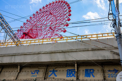 HEP FIVEの観覧車,HEP FIVE,HEP NAVIO,HEP,ヘップ,大阪駅,大阪,高架下,ガード下,駅前,看板,標示,大阪市,北区,商業施設,観覧車,阪急,ショッピング,shopping,japan,osaka,フルサイズ撮影
